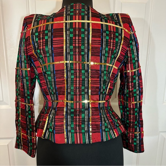 Warren Petites vintage plaid sequin jacket/ blazer size 12 - Picture 13 of 14
